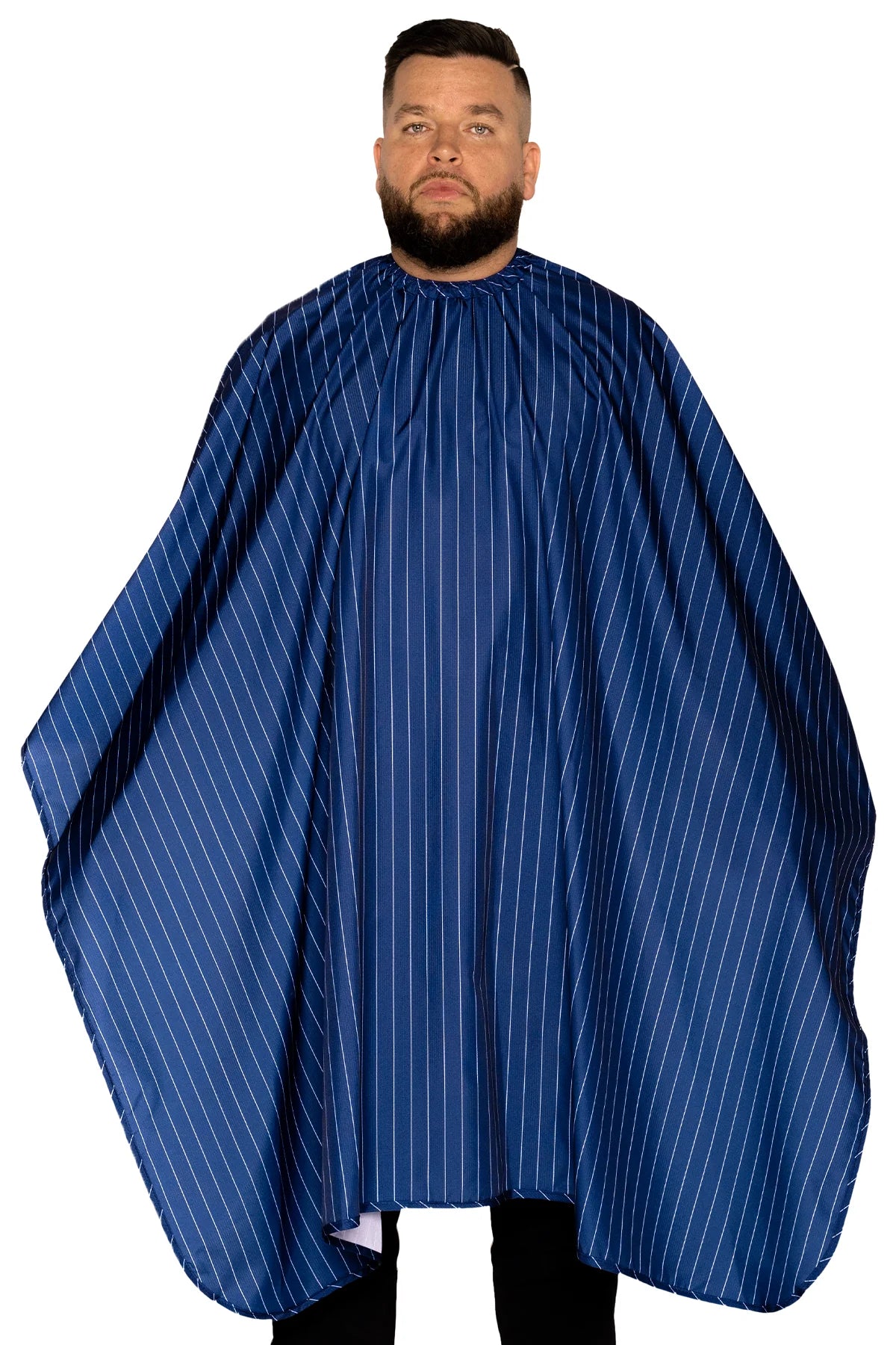 Barber Strong -Blue and White Pinstripe Cape
