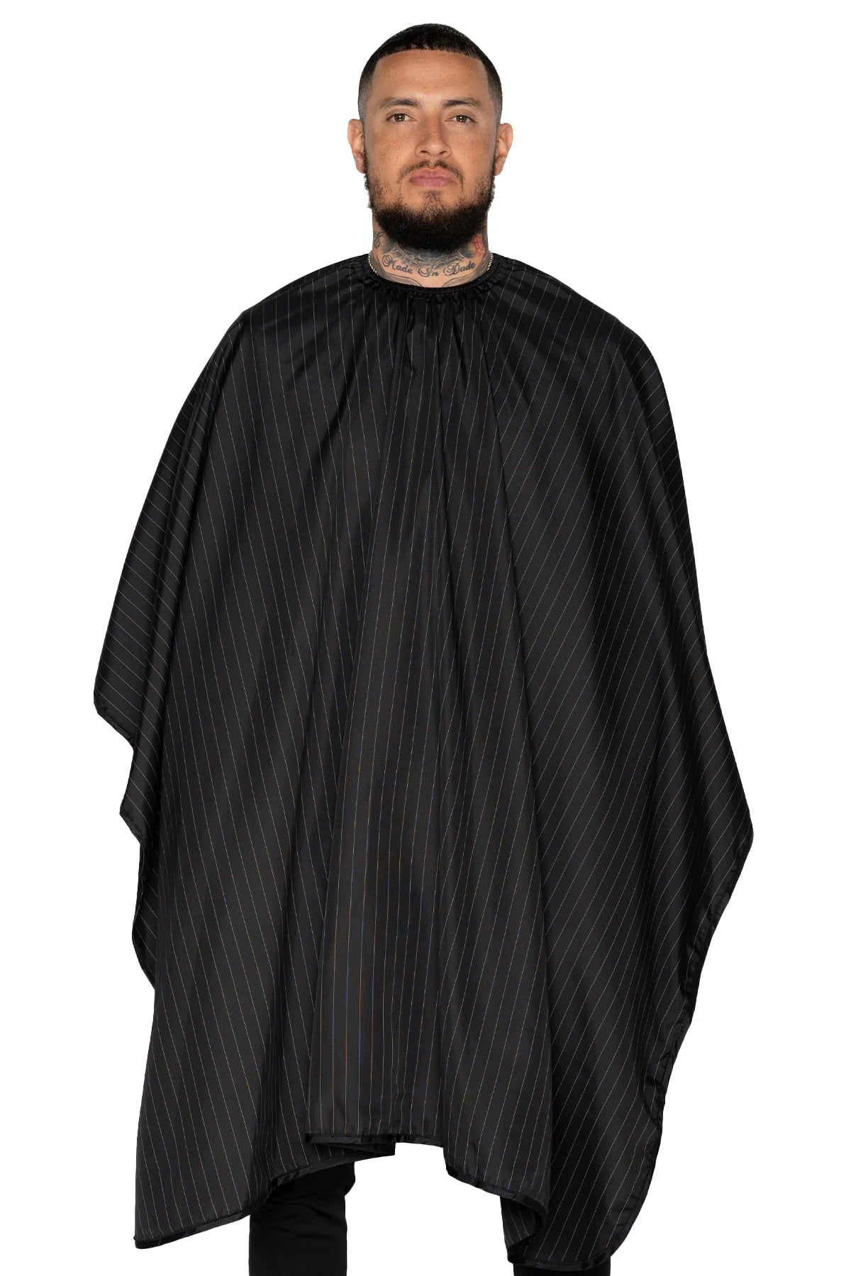 Barber Strong -Black and White Pinstripe Cape