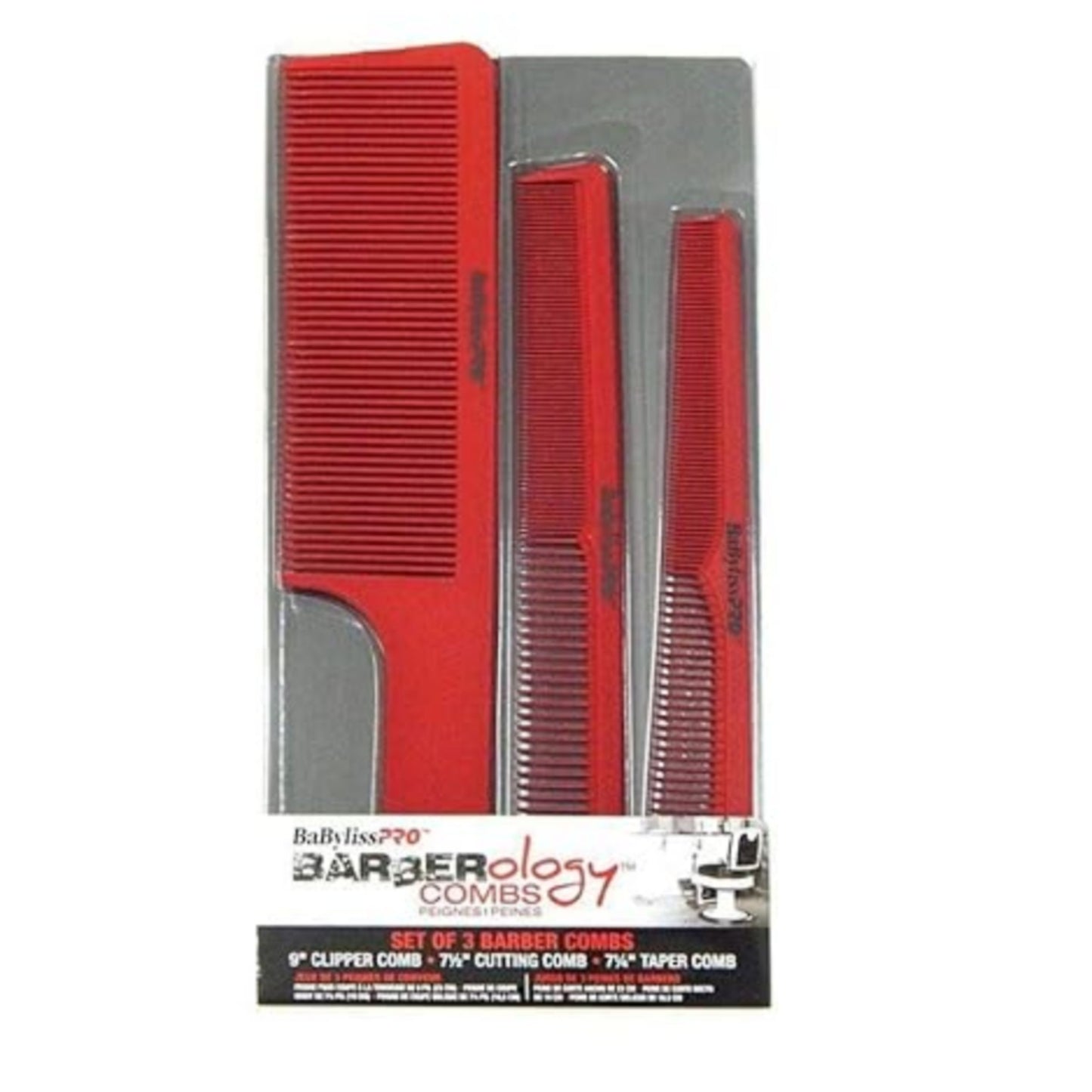 BaByliss 3 Piece Comb Set - Red