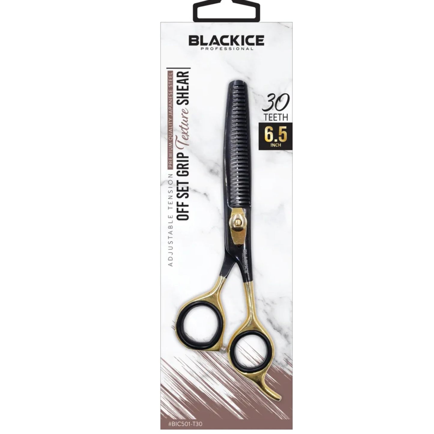 Black Ice 6.5in 30 Teeth Texturing Shear Gold/Black