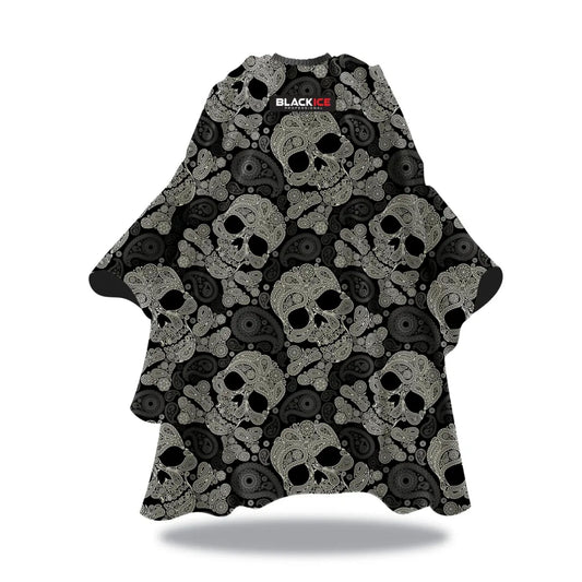 Black Ice Barber Cape -Paisley Skull