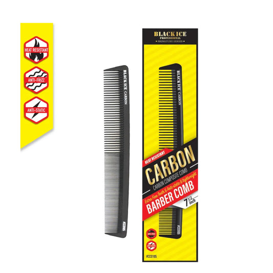 Black Ice Carbon Barber Comb 7.5 inch