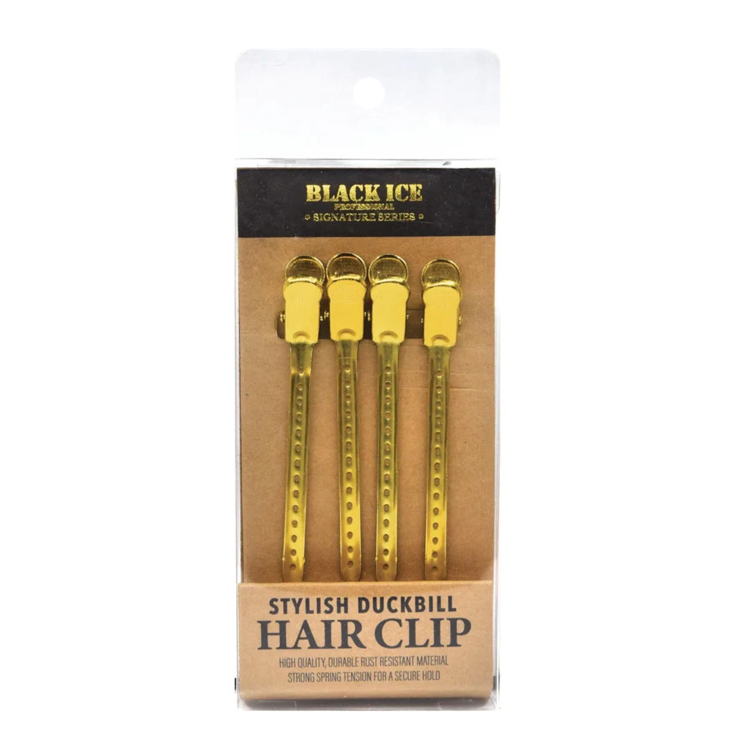 Black Ice Hair Clip Gold 4pc Set