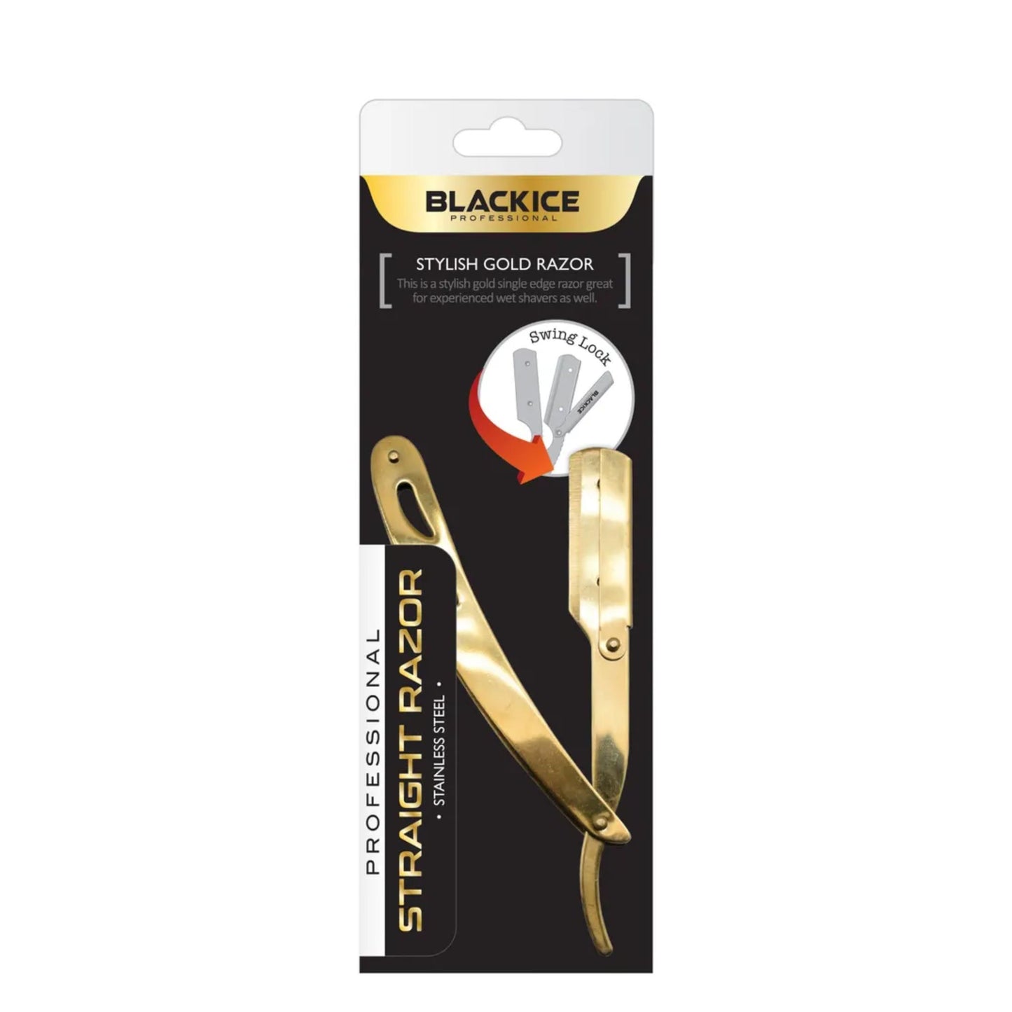 Black Ice Professional Straight Razor - Gold